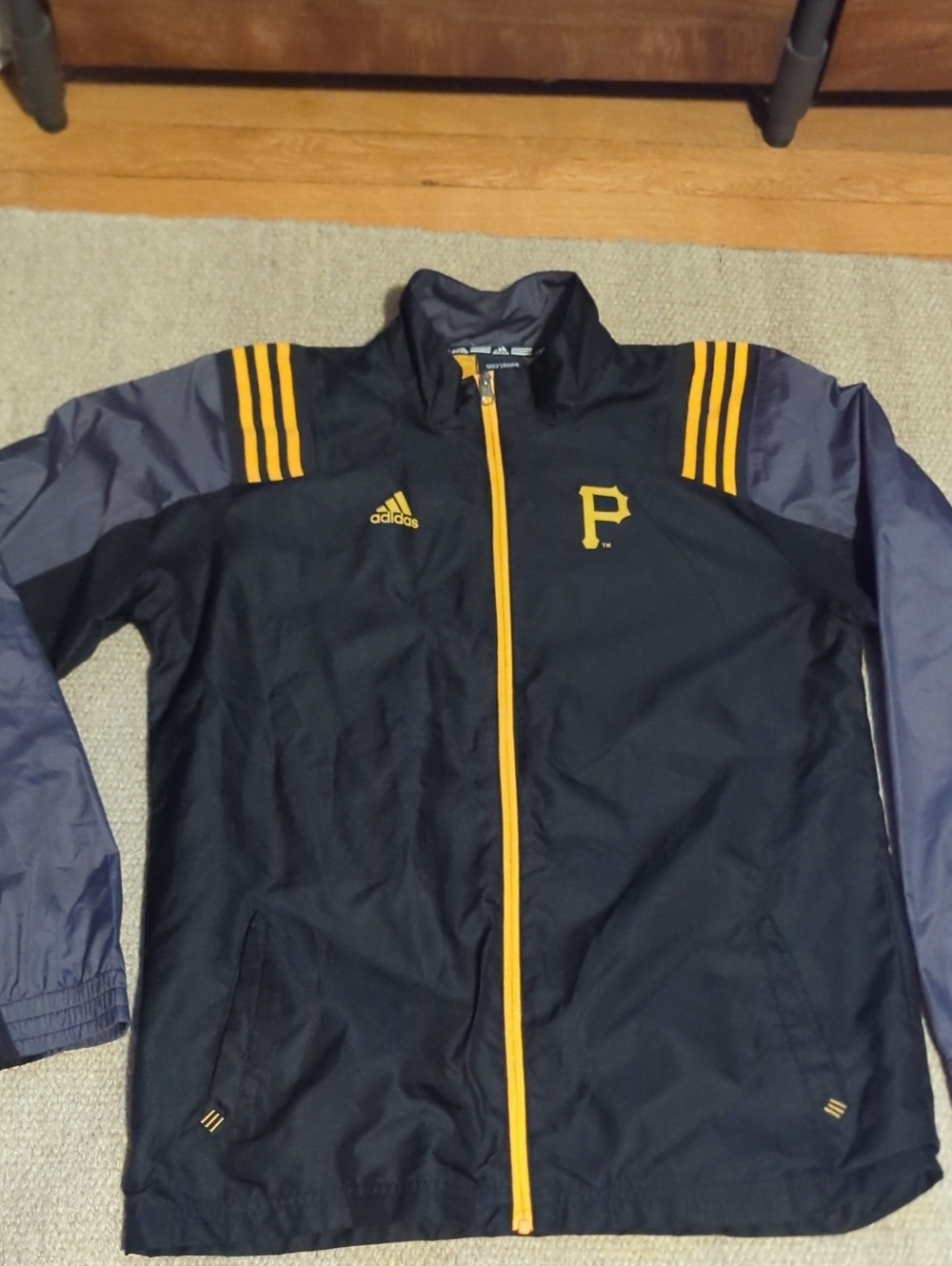 Youth Adidas Pittsburgh Pirates Full Zip Jacket Size XL Black/Gold